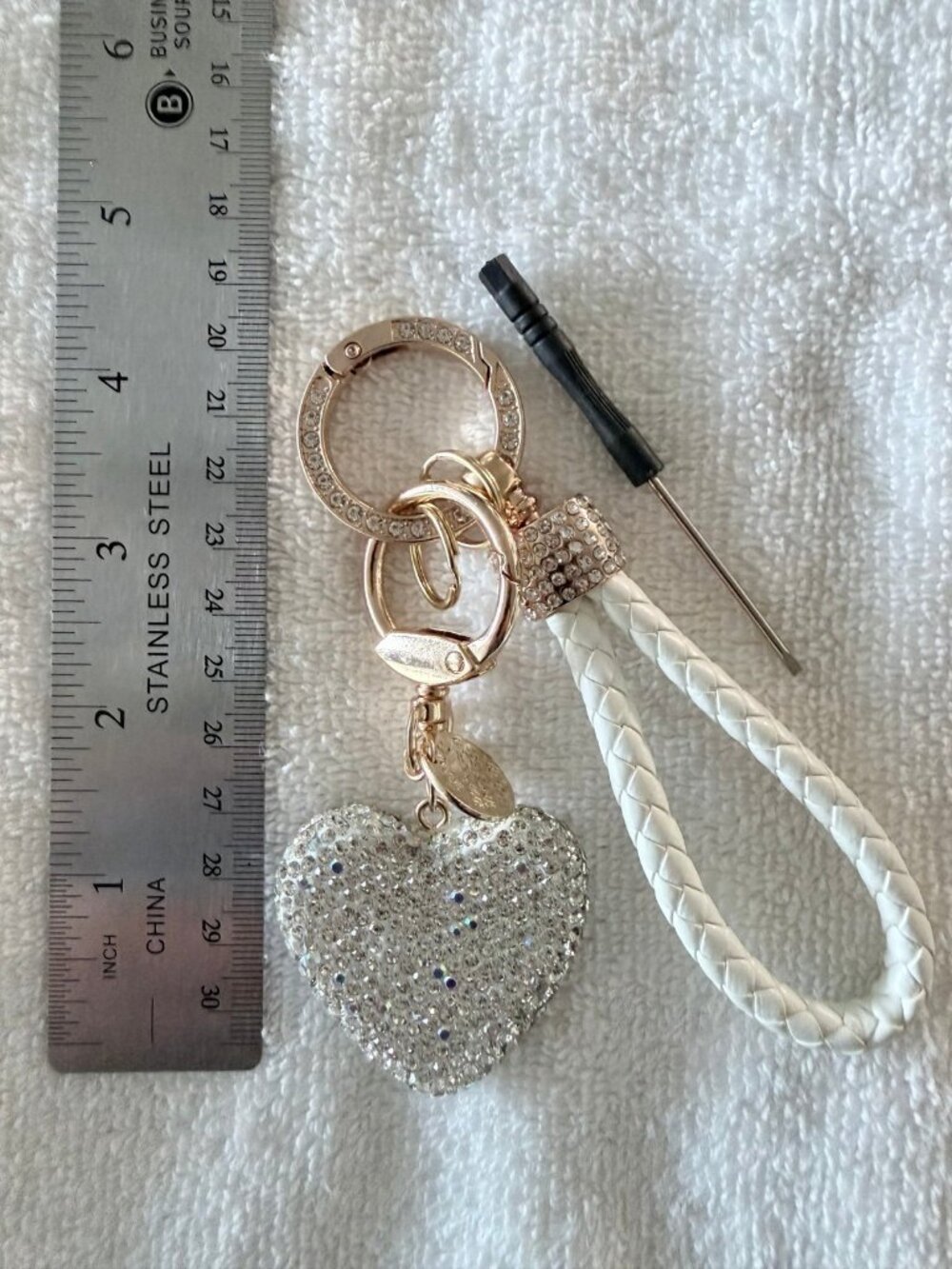 Heart Charm/Key Chain with rhinestones.